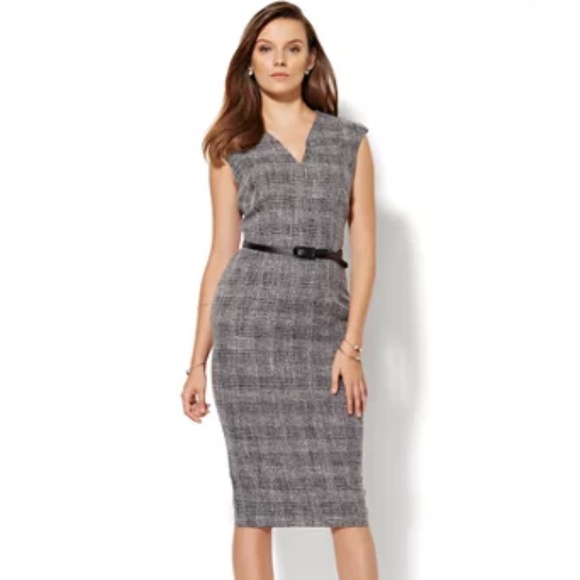 NEW 7th Ave New York & company  Design Studio V-Neck Sheath Dress -Black 4 - Picture 1 of 16